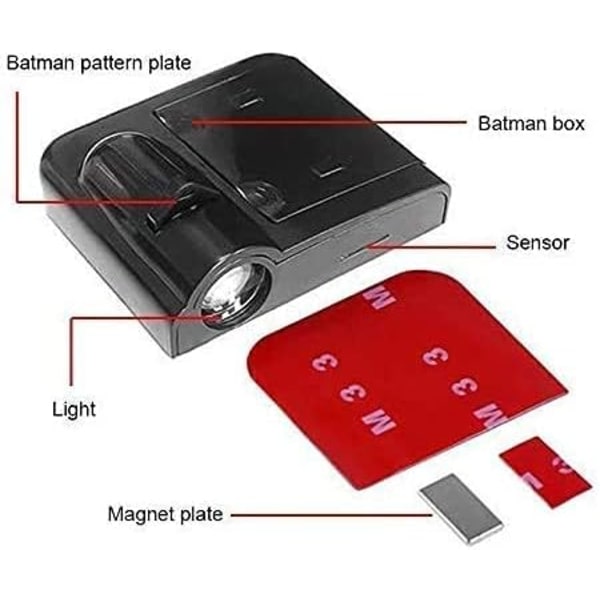 3D trådløs magnetisk Thundercats bildør trin LED velkomstlogo skygge spøgelseslys laserprojektorlampe, gul BatmanMærke: okstore