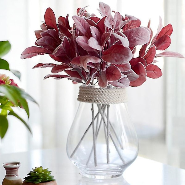 1 stk. Kunstige Planter Blomst Kaninøre Blad DIY Bryllup Hjem Arrangement Krans Q Red