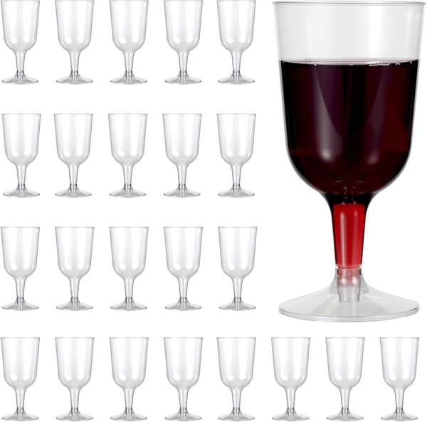 Matana - 48-pack multifunktionella klara vinglas i plast för bröllopsdag, trädgårdsgrillfest - 180 ml translucent 12-pack