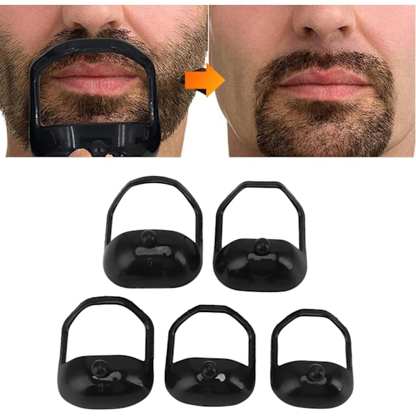 Barbermal for menn, 5 stk. Skjeggbarbermal 5 Størrelser Presis Trimmeskjegg Formingsstyling Guide Shaper Perfekt for hårfestelinje, kanting White