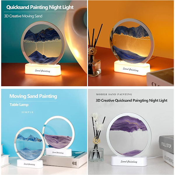 Flytande sandmålning, uppgraderad 3D djuphavsandscen flytande dynamisk display med LED-lampor, hemmakontors skrivbordsdekoration Red quicksand light