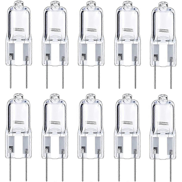 10 stk. G6.35 Halogenpærer 2-pinners 12V 35W, Varmhvit 2700K, for Lysekroner, Skinnespotter, Landskapslys, Skrivebordslamper_Overraskelse