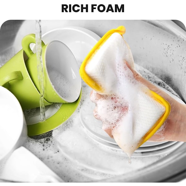 Disksvamp, dubbelsidig köksdisktrasa, absorberande svamp för flera ändamål, diskrengöringsdyna för skålar, diskmaskin för kök 10pcs