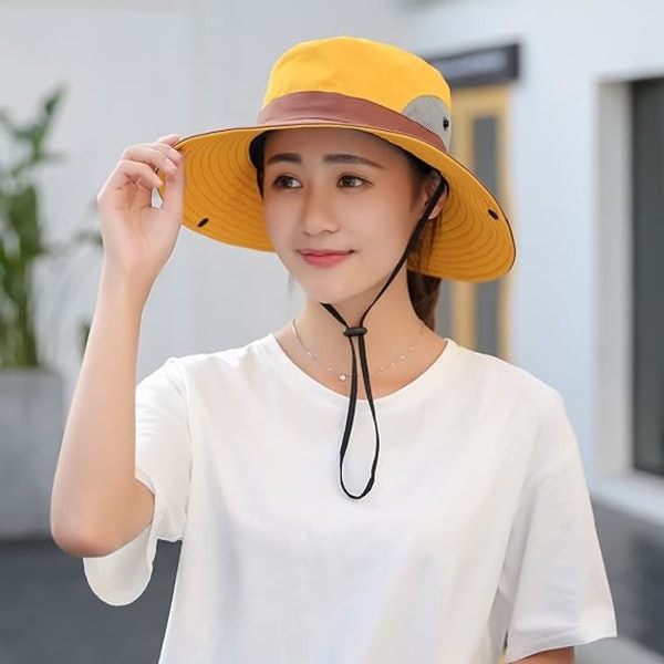 Dame Hestehale Safari Solhatt Mesh Bred Brede Brede UV Beskyttelse Utendørs Bøttehatt Sammenleggbar Strand Sommer Fiskehatt