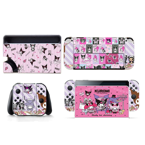 Lämplig för switch OLED-klistermärken, söta djur, dammtät, reptålig och färgglada klistermärken (lila) Style09