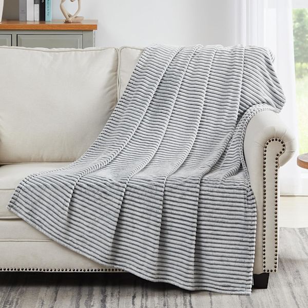 Dækken, 280GSM Super Soft Letvægts Dækken med Striber, Plys Plys Hyggelige Dækkener og Dækkener til Sofa, Senge, Sofa Hyggelig, Varm, Åndbar