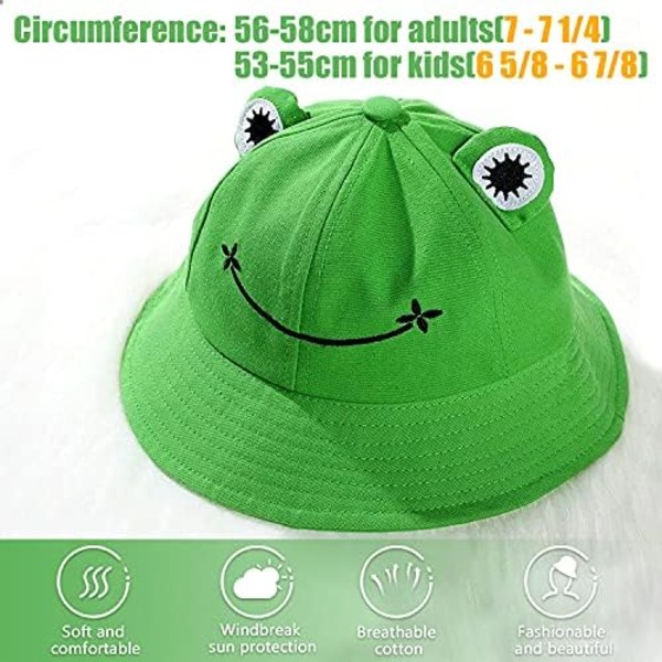 Groda Bucket Hat för kvinnor/män, hopfällbar lätt solhatt för sommar vår, bred brätte groda hatt för vuxna, tonåringar, barn