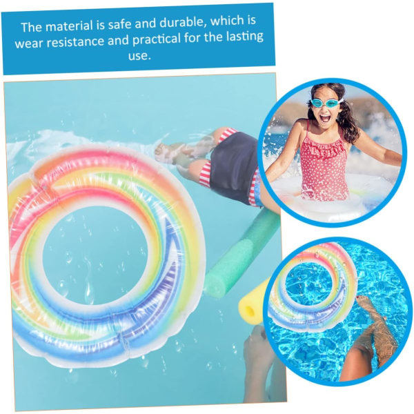 Regnbue svømmering utendørs sommer oppblåsbar basseng oppblåsbar svømmering svømme innertube svømmering utendørs
