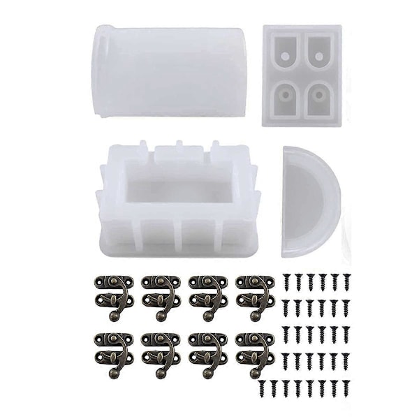 Skattekiste Resin Form, Silikoneform Epoxy Resin Smykkeskrin Opbevaringsboks Lille Smykkeskrin Form