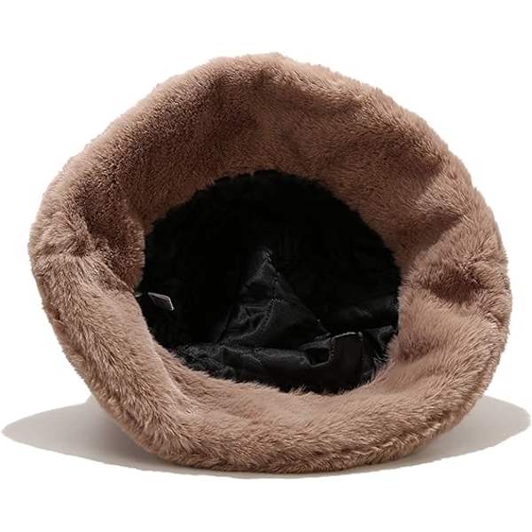 Vinter Faux Fur Bucket Hat Fluffig Varm Mössa för Kvinnor Män