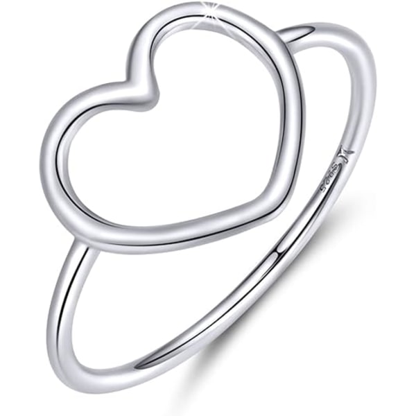 Sterling Silver 925 Enkla Minimalistiska Hjärtfinger Ringar för Kvinnor Bröllop Förlovning Statement Smycken