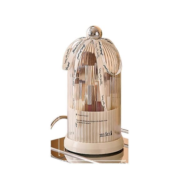 360° Rotating Makeup Brush Holder with Dustproof Lid, Waterproof PP+PET, Portable Non-Slip Base, Multiple Compartments