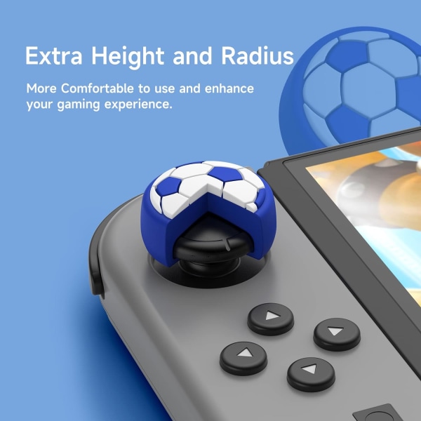 Tommelgrep-hetter for Nintendo Switch, søte joystick-deksler med 3D-mønsterdeksel Mykt bedårende silikon analog 4 stk sett for Switch/OLED/Lite, fotball