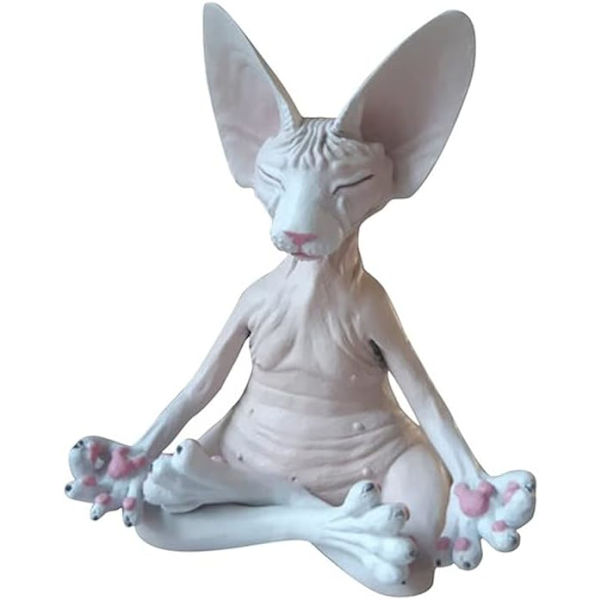 Kattdekor i harts, meditationskattstaty, kattbuddha meditationskattstaty, utomhus trädgårdsskulptur dekor, yogapynt, zen-kattposer, avkopplande