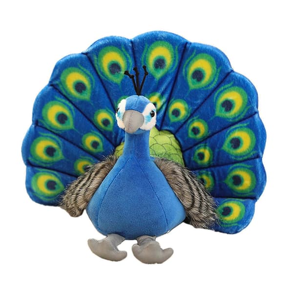 Simulation Doll Plush Stuffed PP Peacock Toy Throw Pillow and Bed and Bedroom Blue