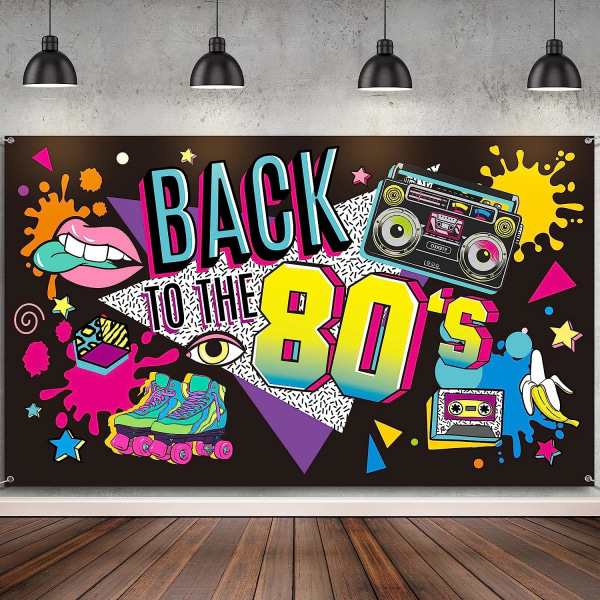 80's Party Decorations Back to The 80's Banner Backdrop Background Decoration for Photography Background 80's Party Supplies, 70.86 x 43 x 0.04Inch