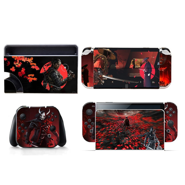 Lämplig för switch OLED-klistermärken, Ghost of Tsushima，dammtät, reptålig och färgglada klistermärken Style15