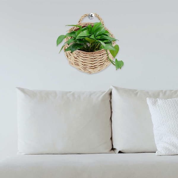 Vävd blomkorg för förvaring med beige rotting 1 stycke