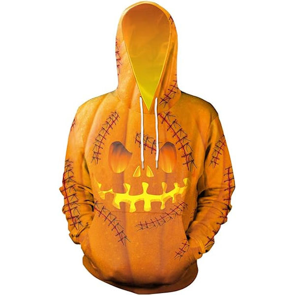 Herr långärmad huvtröja Halloween rolig besättning hals sweatshirt med känguruficka jul flerfärgad 3D-tryck tröja tröja（Storlek：M） Style06 M