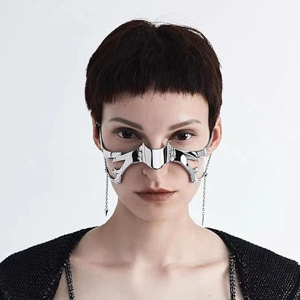 2 kpl Munson Punk -mekaanista maskia, epäsäännöllinen metallipuolenaamari kasvojen käyttötarvikkeet, Halloween -asu Cosplay -puolinaamari kasvokorut naisille ja miehille