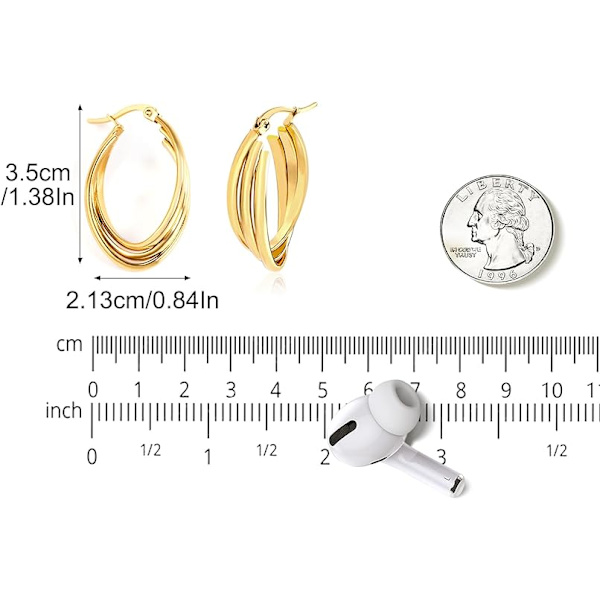 Guld handgjorda kedje spänne dam örhängen, allergivänliga och olika stilar, perfekta för födelsedagsfester, jul och presentgivning (Strip ring)