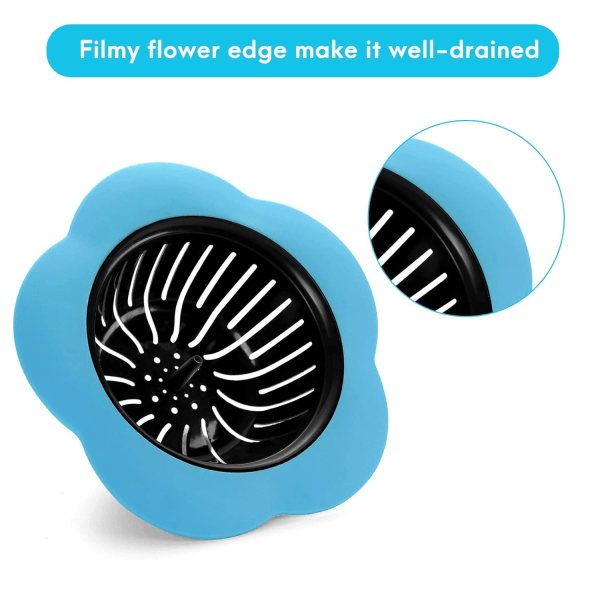 2 stk. køkkenvaskfilter til køkkenvask, silikonestop til køkkenvask, affaldskværn, afløbsstop, 4,5'' diameter