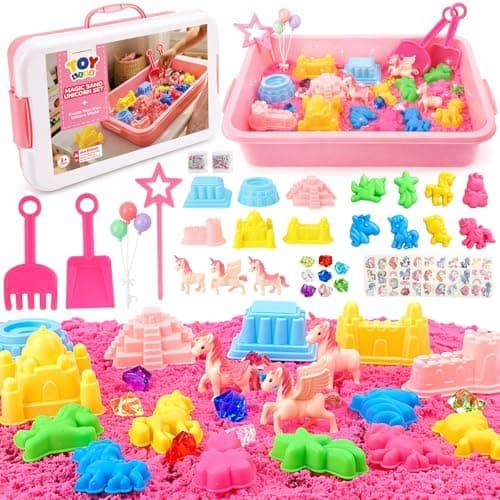 TOY Life Enhörningssensorisk låda, magisk sandlekssats för flickor, ålder 3+