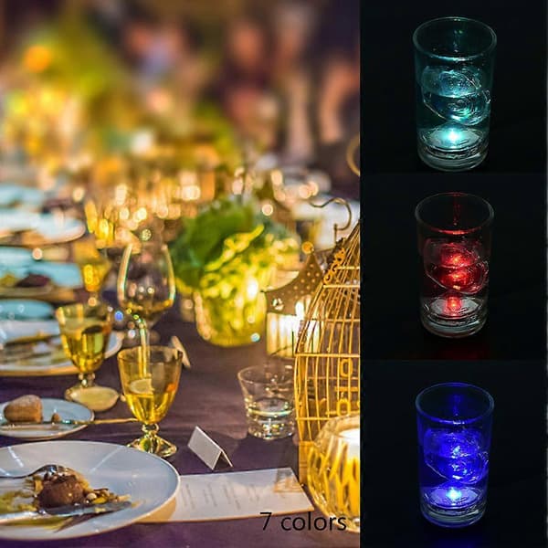 12 stk. farverige flydende sensor LED isterninger fest dekorative is syv farver (hjerteformet)