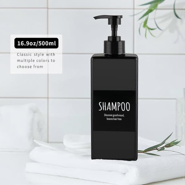 Schampodispenserflaskor Set, Svart Plastpump för Balsam och Duschkräm, 500 ml Påfyllningsbar