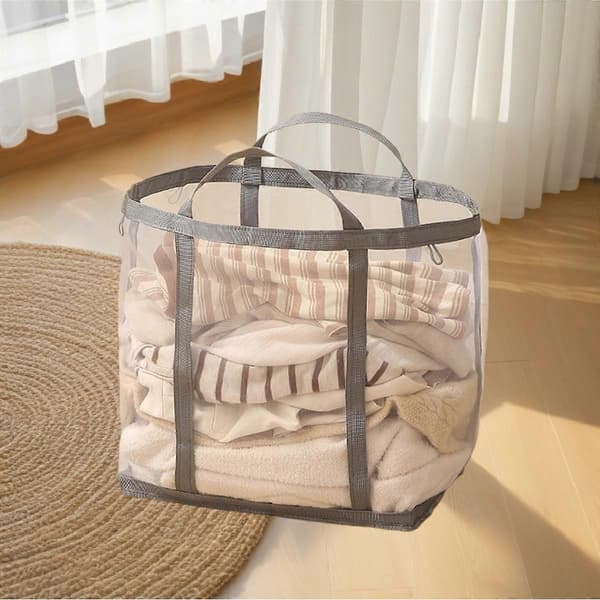 Large Foldable Laundry Basket with Handles Polyester Collapsible Laundry Hamper, 40 x 40 x 26