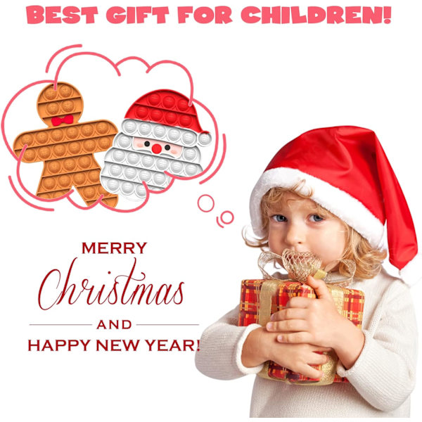 2-pack julpop leksaker set - tomte & pepparkaksgubbe, julafton box partypåse för barn presenter till pojkar flickor baby jul sensorisk leksak 2023