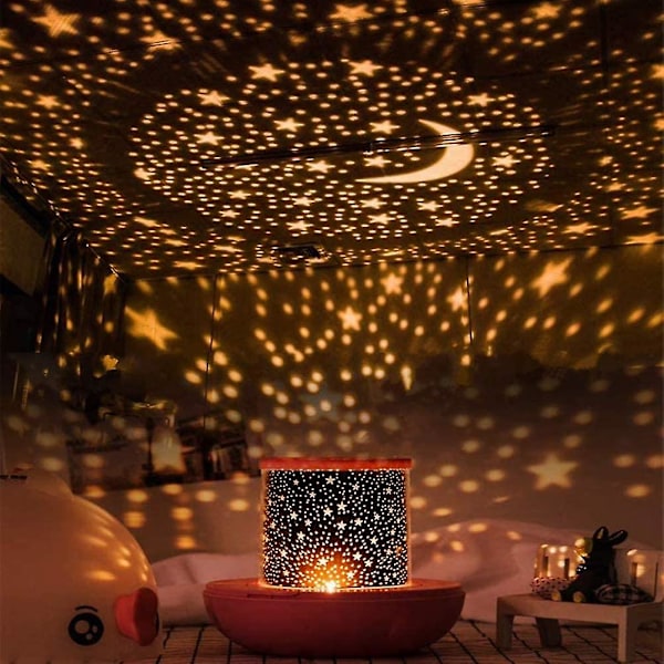 LED-stjärnprojektor med fjärrkontroll och timerdesign nattlampa för barn Rosa