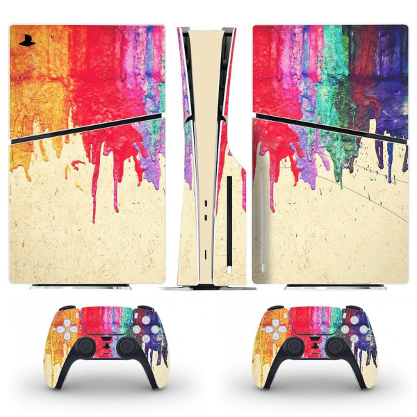 Playstation 5 Slim PS5 Slim Colorful Skin Decal and Controller Stickers Set, Reptålig (Disk) Style15