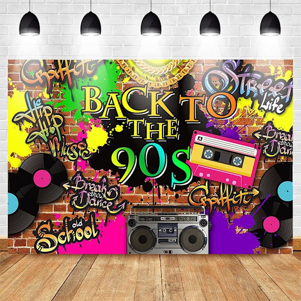 90-luvun tausta Hip Hop Graffiti Tiiliseinä Retro Radio Muotivalokuvaus Tausta Takaisin 90-luvun teemalla Juhlan Banneri Dekoraatio Taustat (7x5ft)