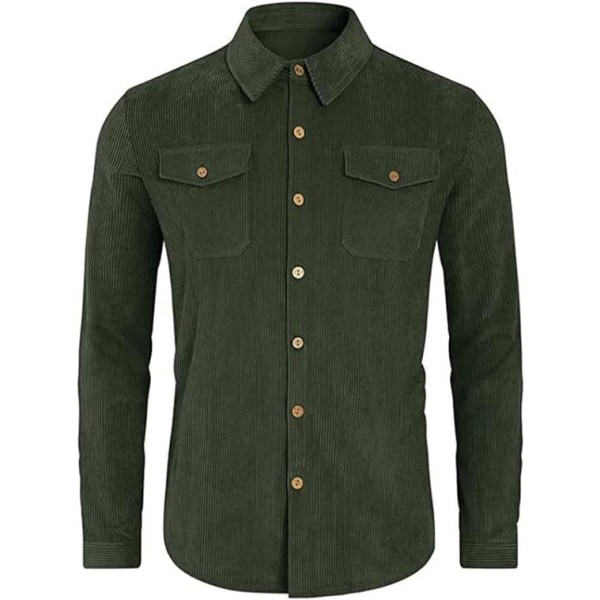Manchesterskjortor för män Grön långärmad lastbilsjacka skjorta med knapp nertill Casual Work Shacket-skjorta med fickor（Storlek：XL）