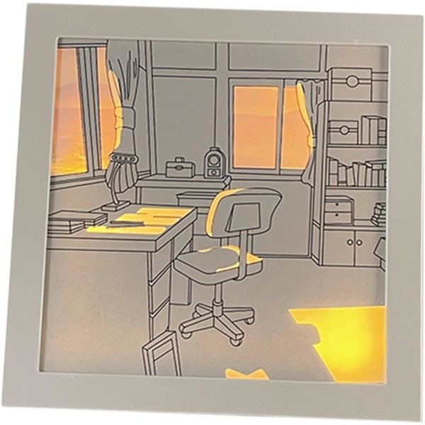 LED-lysende fotoramme nattlys for soverom nattbord, USB-drevet 3 lyseffekter lindrer tretthet med omgivelseslys diffuserer lys (20,5 cm)