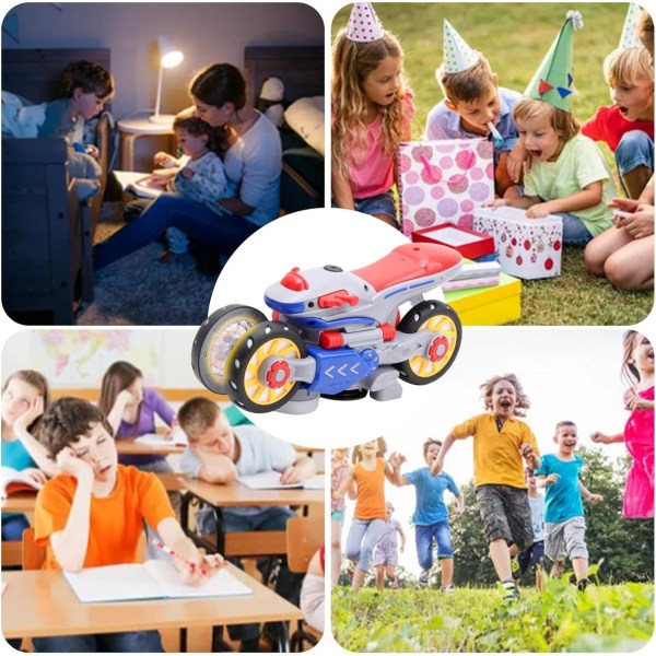 Motorcykel Transform, Elektrisk Motorcykel Transform 360 Graders Rotation, 4 Hjul Motorcykel Leksaker med Musik LED-Ljus för Barn Pojkar Kindergarten