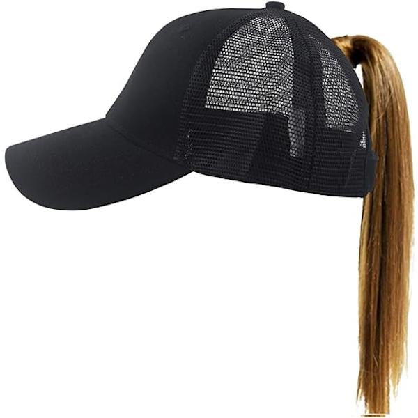 Dame Ponytail Baseball Cap Messy Høj Knold Justerbar Plain Trucker Dad Hat