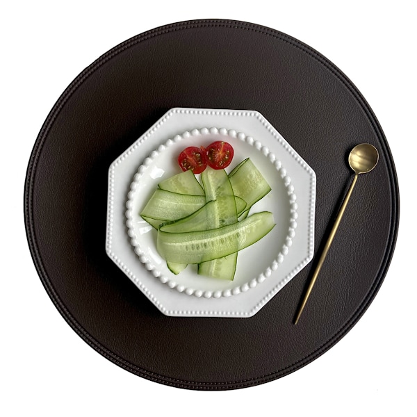 4-pack Placemats i Konstläder Runda 38x38cm Coffee