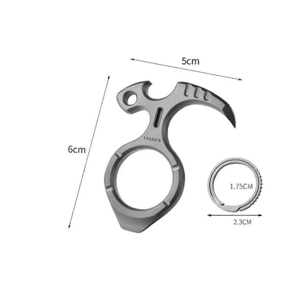 Sandblasted Titanium EDC Tool with Titanium Ring — Compact Bottle Opener and Keychain Multitool