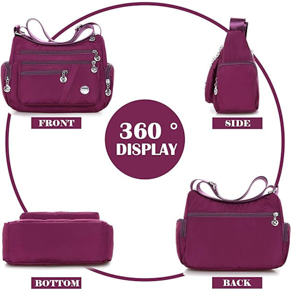 Crossbody tasker til kvinder - Casual håndtasker og skuldertasker - Nylon tote taske - Letvægts vandtæt messenger taske - Anti-tyveri taske