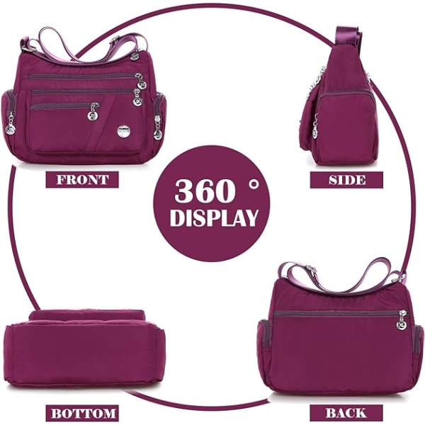 Crossbody-väskor för kvinnor Casual handväskor & axelväskor Nylon tygväska Lätt vattentät Messenger Bag Stöldväska