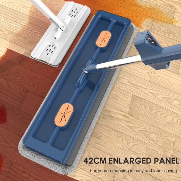 Roterbart hode bredd flat mopp Arbeidsbesparende rengjøringsmopp for hjem i stuen Blue 4 mop pads