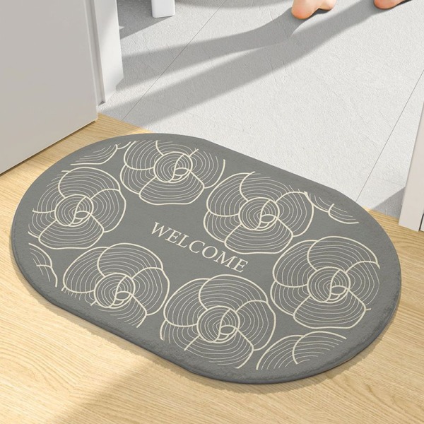 Household bathroom absorbent floor mat,60X90cm,bathroom entrance anti-skid mat, toilet entrance foot mat, bedroom bathroom carpet, Grey Grey 60*90cm