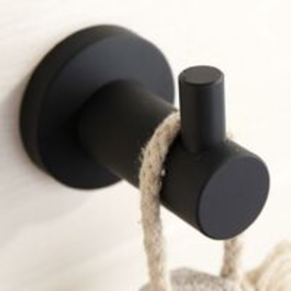 Triomphe Hook 304 Rustfritt Stål Perforert Gratis Håndkleholder Baderom Badekåpe Krok Garderobe Kåpe Krok Metall, Svart Sett med 2