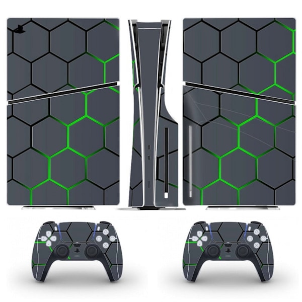 Playstation 5 Slim Ps5 Slim Grön Skin Dekal Och Controller Stickers Set, Reptålig (Disk) Style07