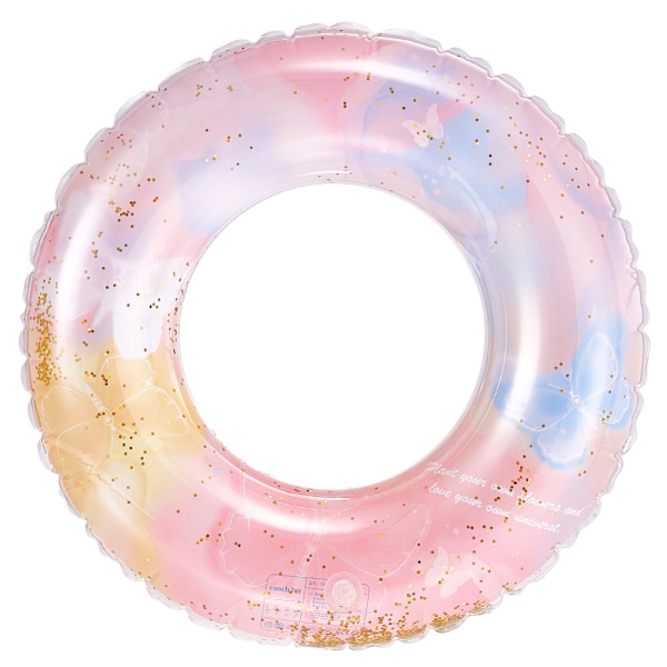 Oppblåsbar badering for barn, badering poolbøye, retrostripet PVC oppblåsbar bøye poolbøye Sequined pink butterfly Suitable for ages 2-4