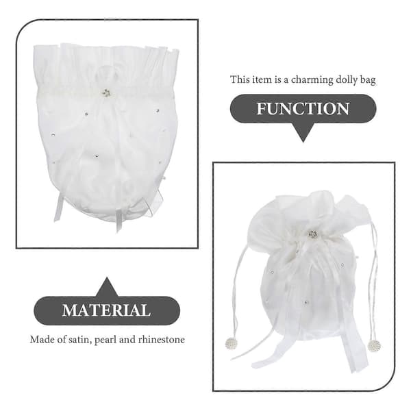 Tärnans Dolly Bag för bröllopsbruk 2 st Satin Pärl Strassväska White