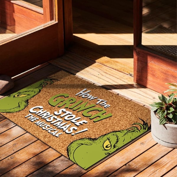 Christmas Welcome Doorway Rug Creative Green Cartoon Pattern Printed Home Floor Mat