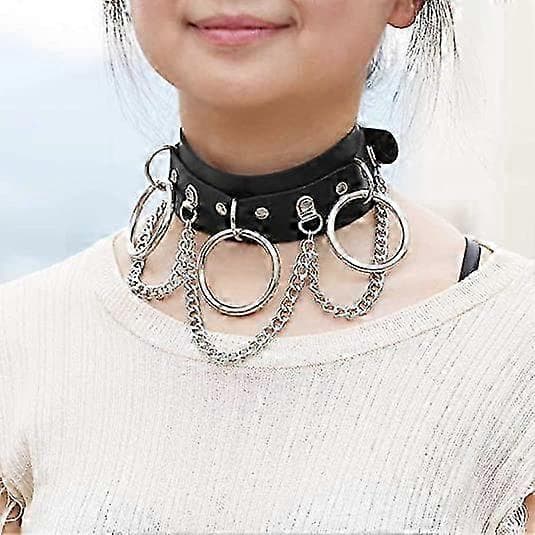 Halskæde Pu Læder Choker med Sorte Nitter Punk Rock Nitte Choker
